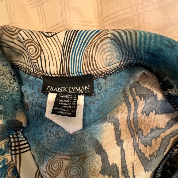 Frank Lyman top Teal beige and black - Picture 3 of 6